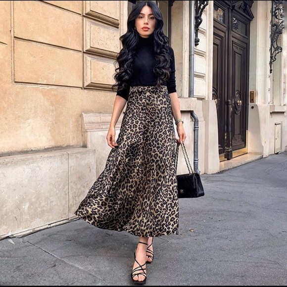 Zara Dresses & Skirts - Zara leopard print satin maxi skirt